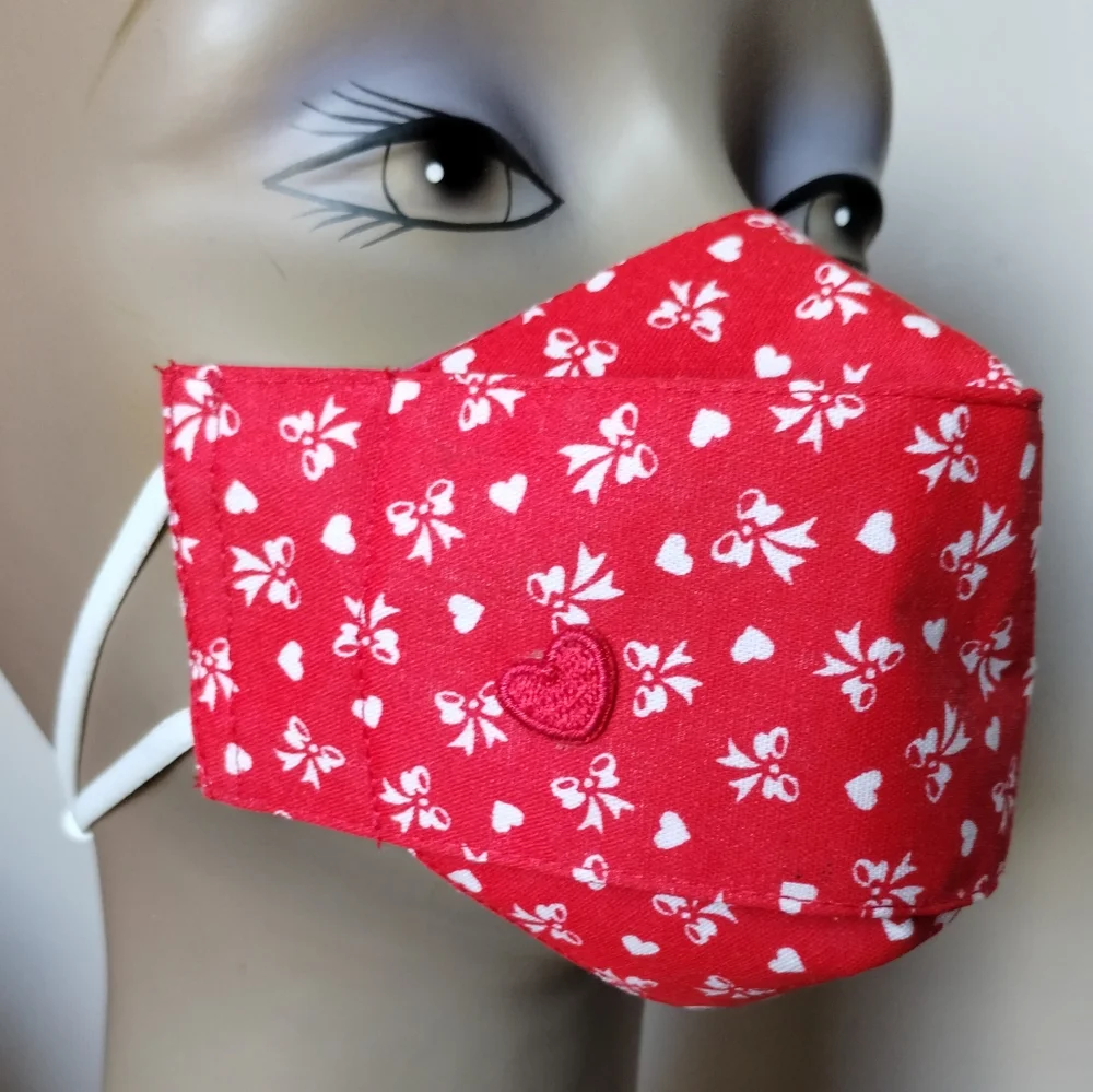 Anti Fog Hearts/Ribbon/Bows Theme Reversible 2ply Cotton Small Children Mask